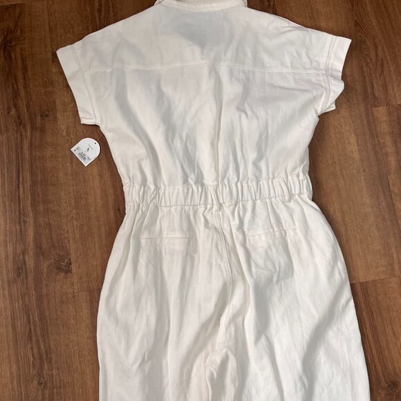 NEW Arula White Cotton Denim Short Sleeve Erica Jumpsuit Sz XL - Picture 13 of 14